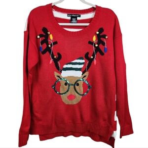 Ugly Christmas Sweater UCS Where's Waldeer Reindeer Jingle Bells Women's Large